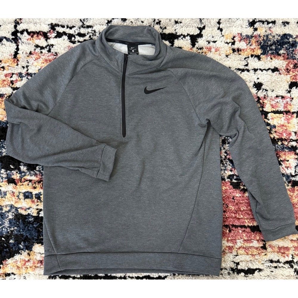 Nike Dri-FIT Mens Large Gray Heather Quarter Zip Pullover Sweatshirt Activewear